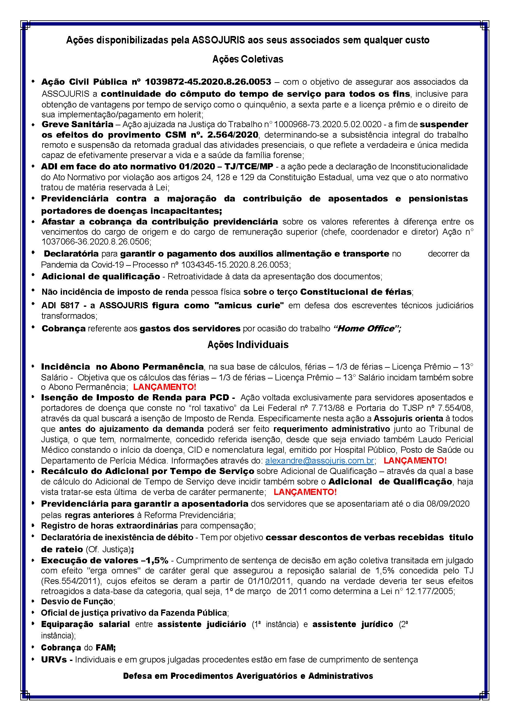 ROL DE AÇÕES
