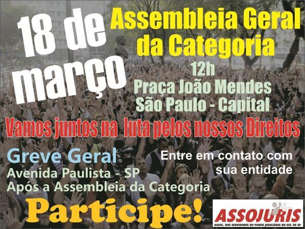 Presidente da ASSOJURIS reforça chamada para Assembleia Geral da Categoria – 18 de março