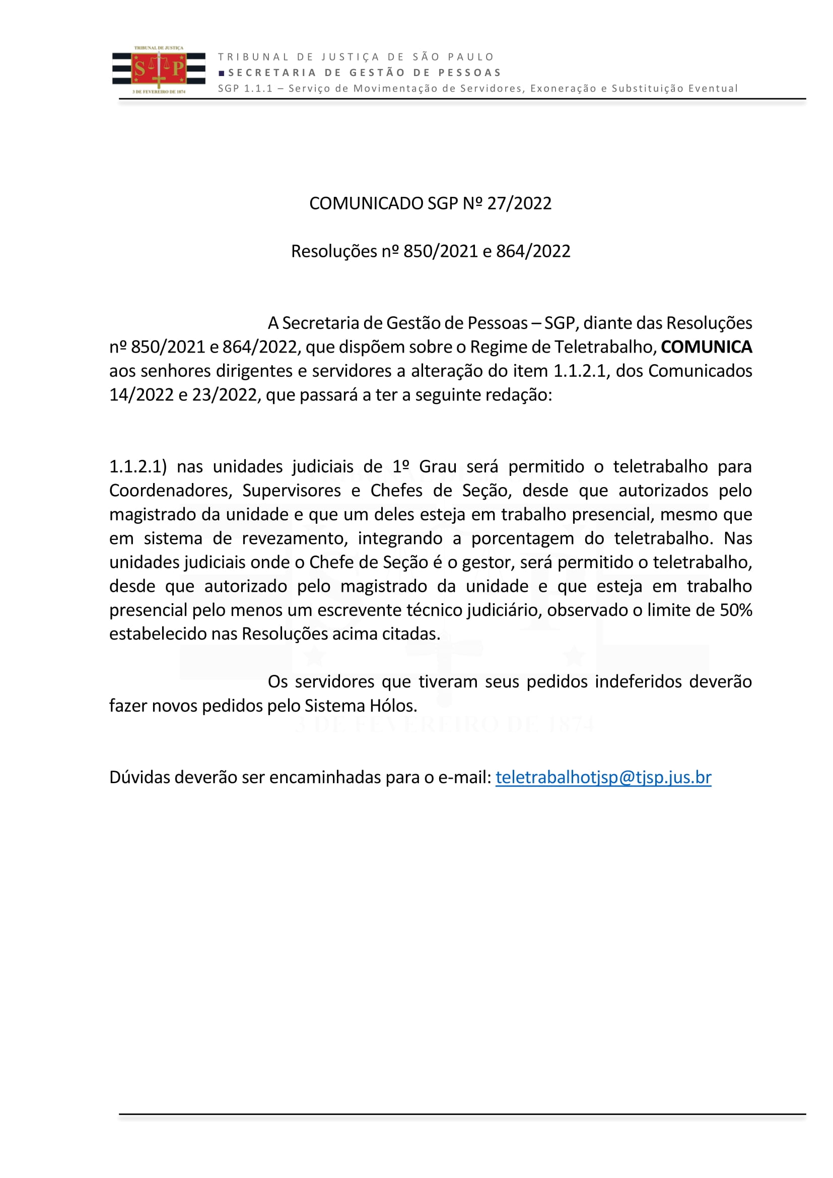 TJ/SP ATENDE PEDIDO DA ASSOJURIS E ESTENDE O DIREITO AO TELETRABALHO AOS CHEFES DE SEÇÃO DAS UNIDADES JUDICIAIS