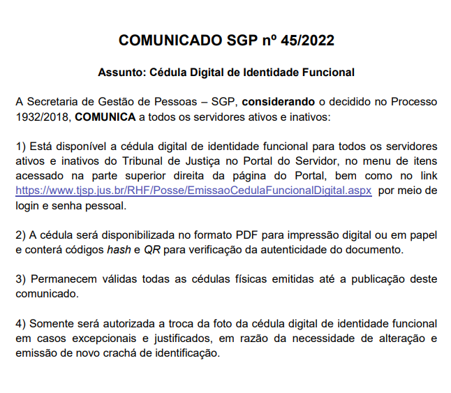 Identidade Funcional Digital de servidores do TJSP: saiba mais sobre o documento