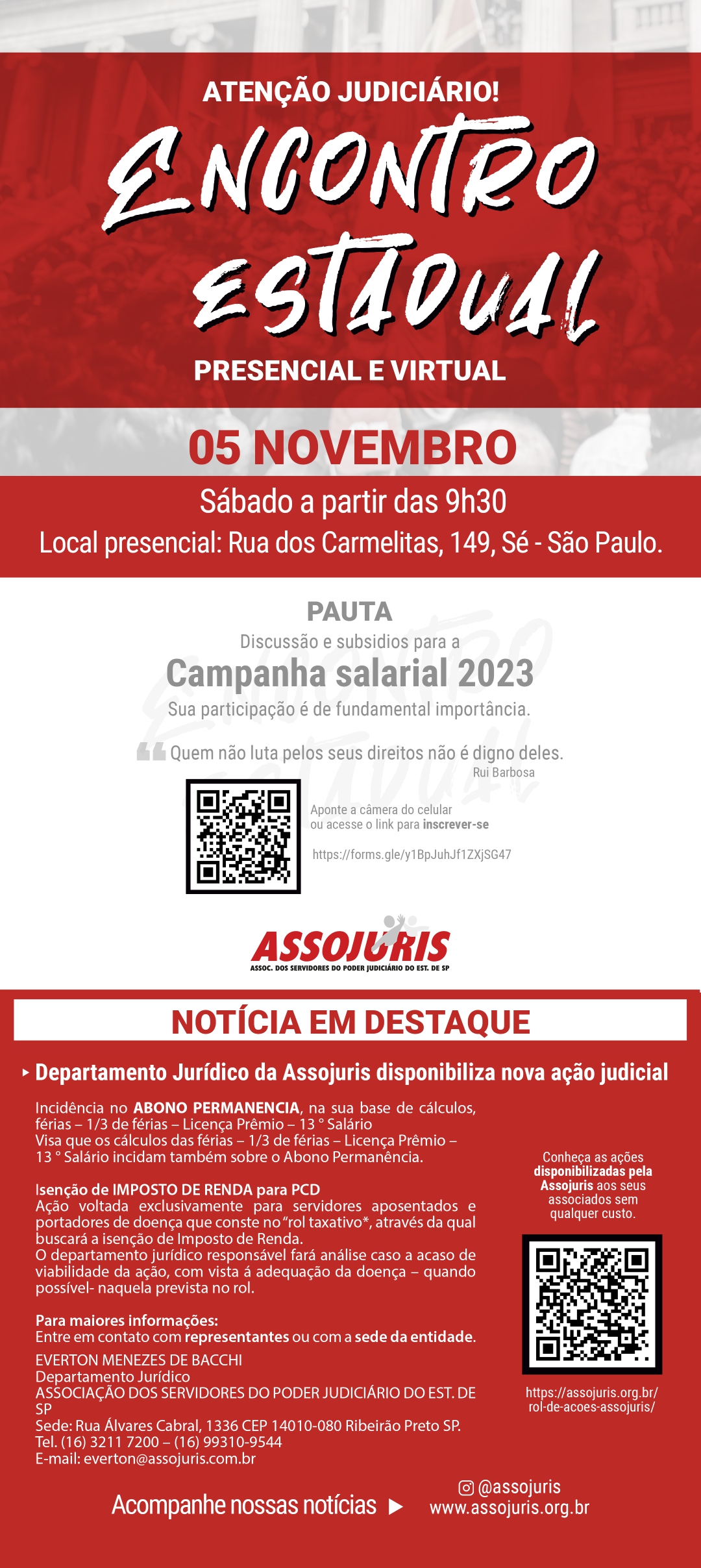 ENCONTRO ESTADUAL – 05 DE NOVEMBRO