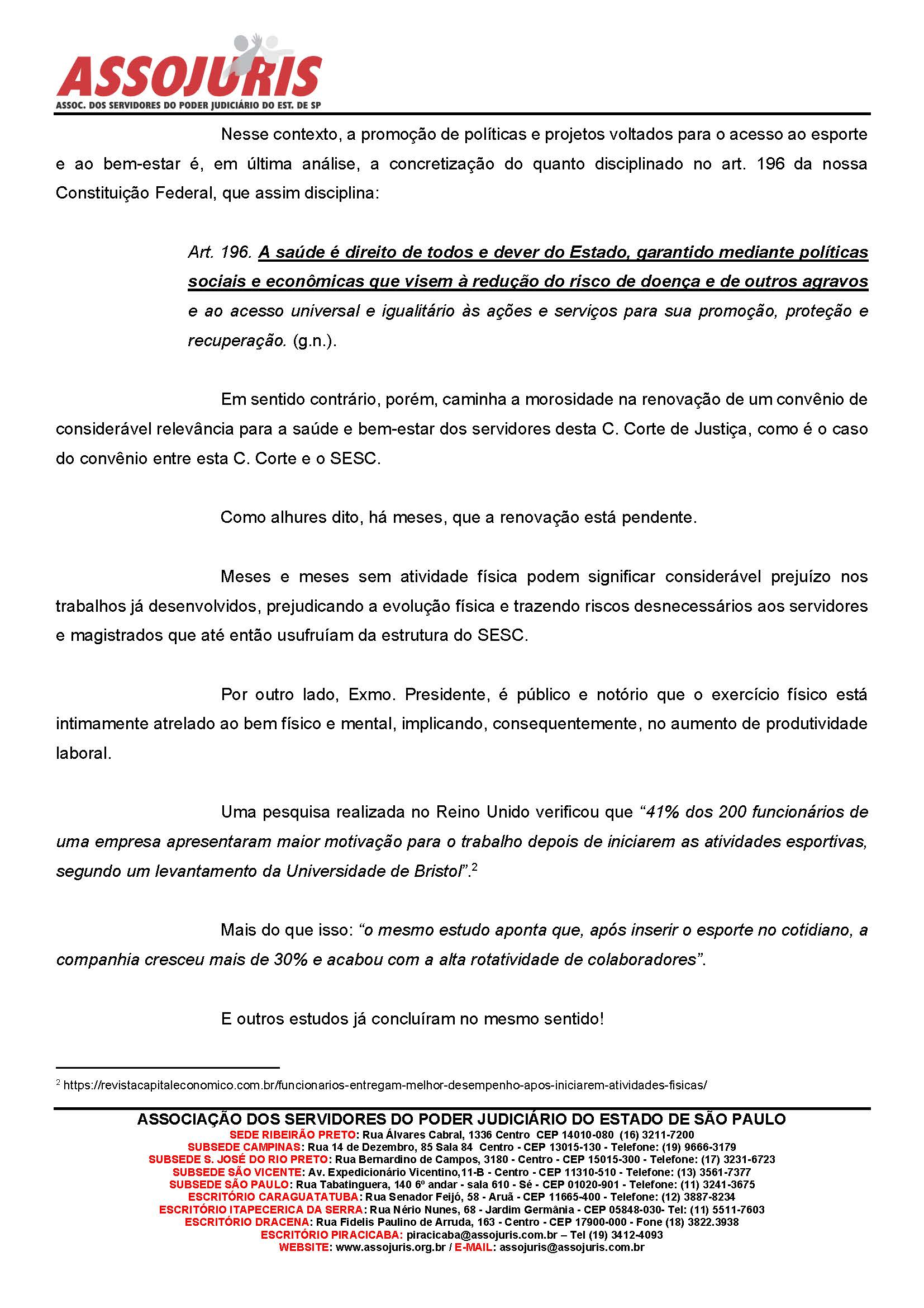 CONVÊNIO ENTRE TJ/SESC É RENOVADO: MAIS UM PEDIDO DA ASSOJURIS EM PROL DO SERVIDOR