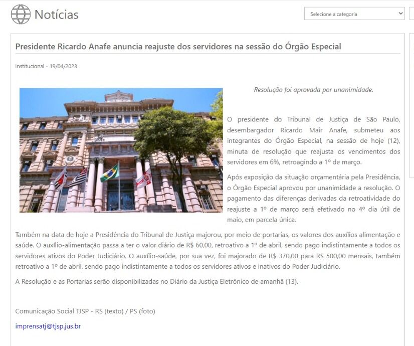 TJSP majora valores dos auxílios Saúde e Alimentação