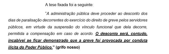 Incabível o desconto dos dias de paralisação