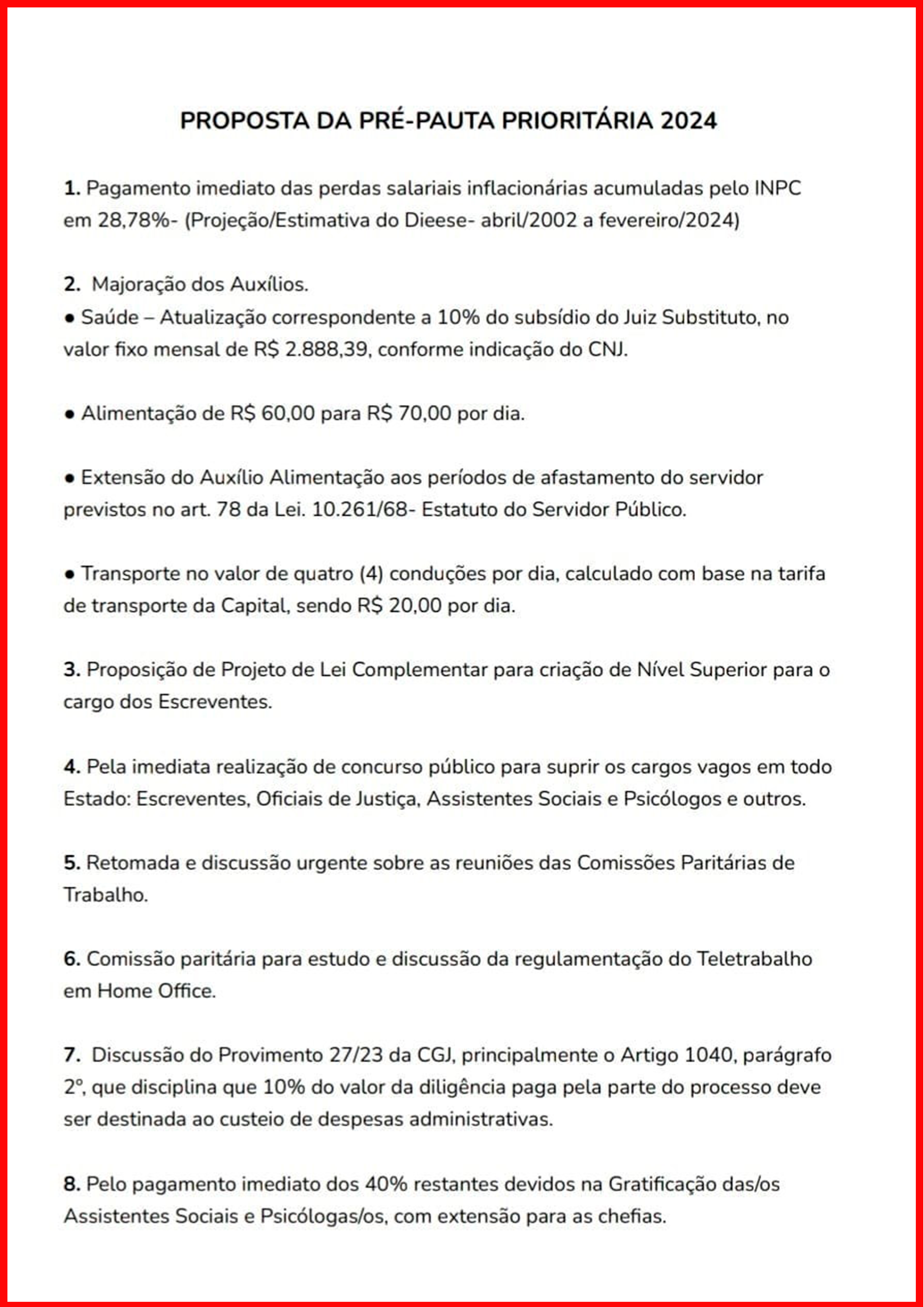 Categoria discute pré-pauta reivindicatória prioritária para 2024 e suas bandeiras de lutas