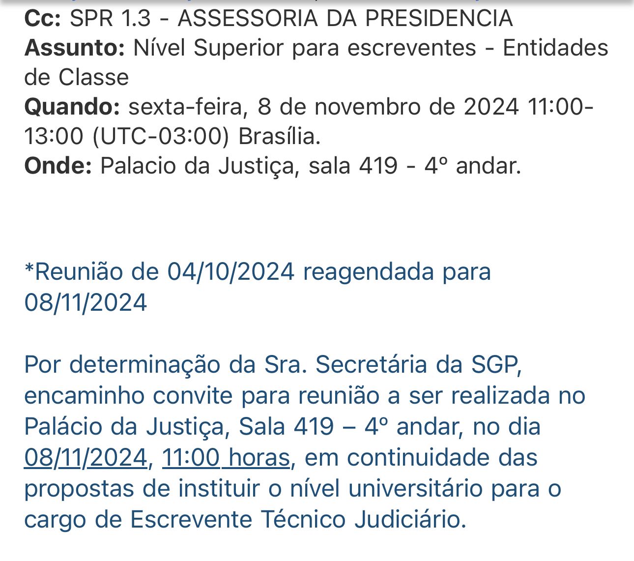 Nível Universitário para os Escreventes – Comissão Paritária se reunirá dia 08 de novembro