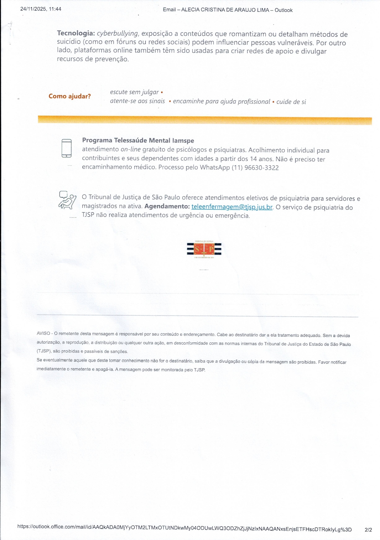 DAPS – Reunião do Comitê de Prevenção e Enfretamento ao Assédio Moral, Assédio Sexual e Discriminação do TJSP